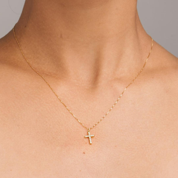 Colgante Oro 18kt cruz diamantes Meira