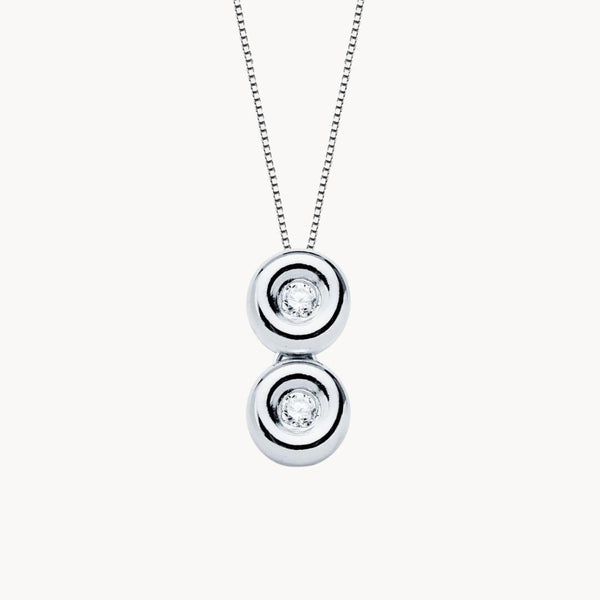 Colgante Oro blanco 18kt doble chaton con diamantes Katya