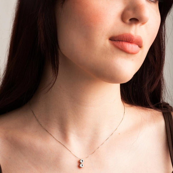 Colgante Oro blanco 18kt doble chaton diamantes Katya