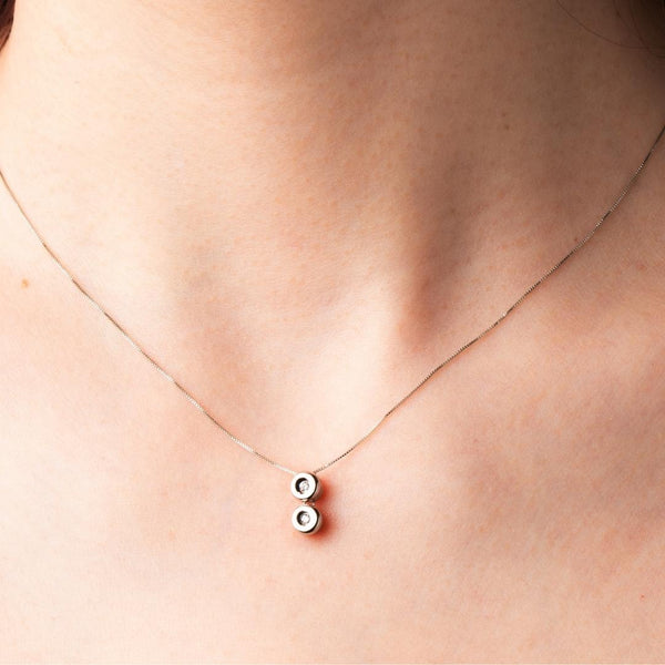 Colgante Oro blanco 18kt doble chaton con diamantes Katya