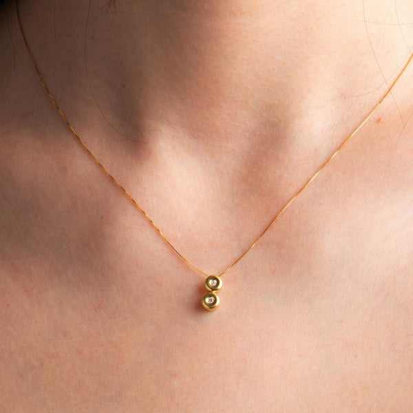 Colgante Oro 18kt doble chaton diamantes Katya