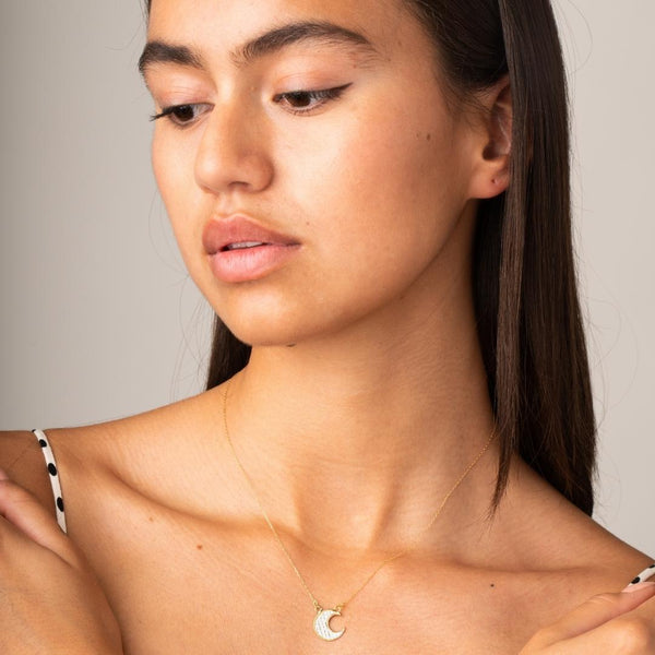 Colgante Oro bicolor 18kt luna Manara