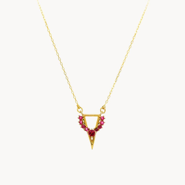 Colgante Oro 18kt triangulo y circulo con circonitas de color Godiva