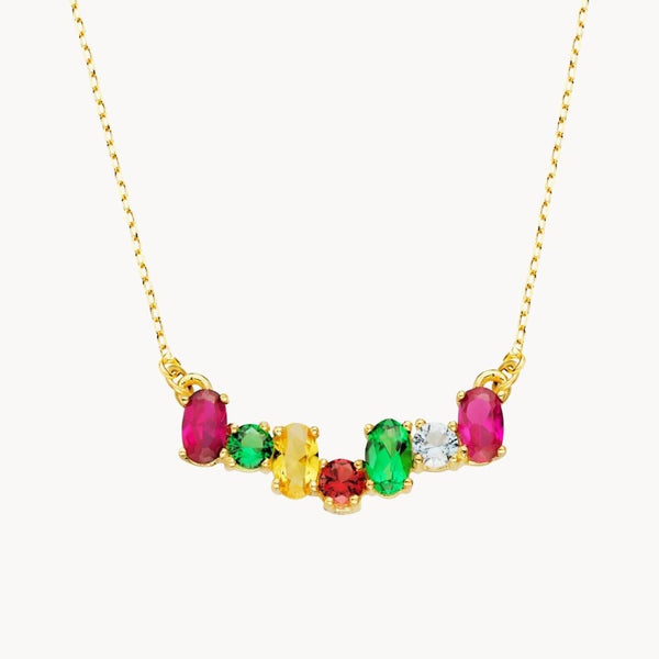 Collar Oro 18kt carril con circonitas de color Yara