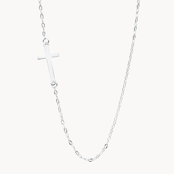 Collar Oro blanco 18kt con cruz Deva