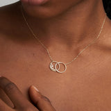 Collar Oro 18kt doble aro diamantes Yaiza