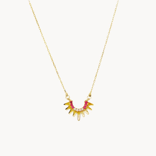 Collar Oro 18kt rayos de sol con circonitas de color Dafne