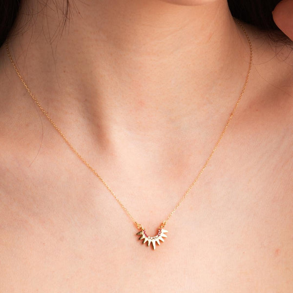 Collar Oro 18kt rayos de sol con circonitas color Dafne