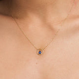 Colgante Oro 18 kilates aro circonita azul Temis