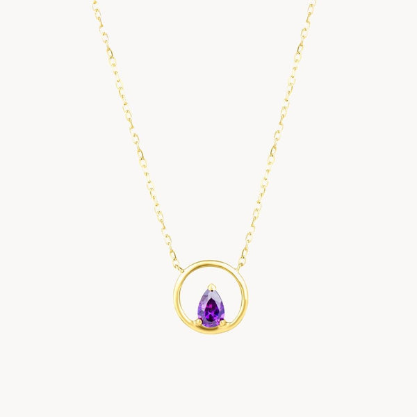 Colgante Oro 18 kilates aro con circonita morada Temis