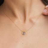 Colgante Oro 18 kilates aro circonita morada Temis