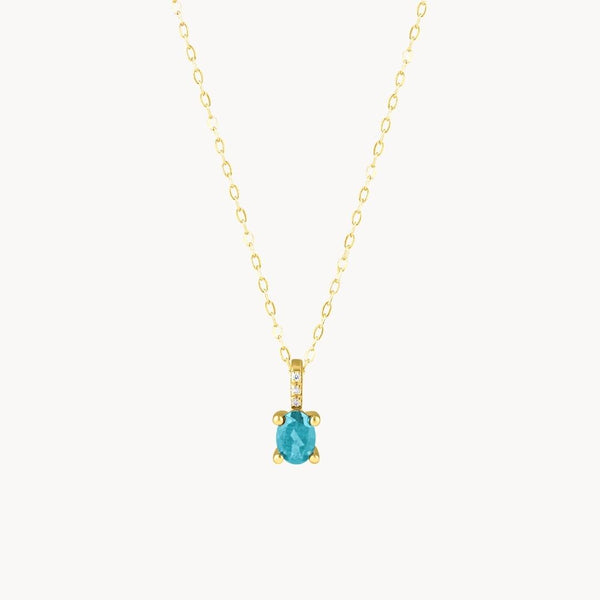 Colgante Oro 9 kilates topacio London Blue y circonitas Perséfore