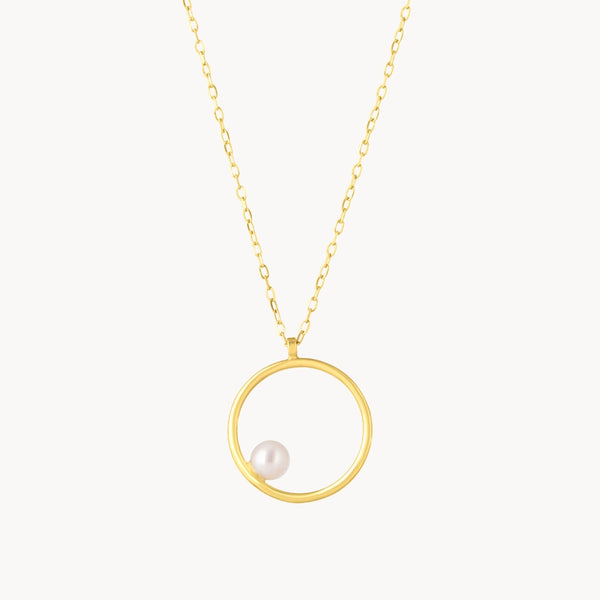 Colgante Oro 9kt aro con perla Ivana