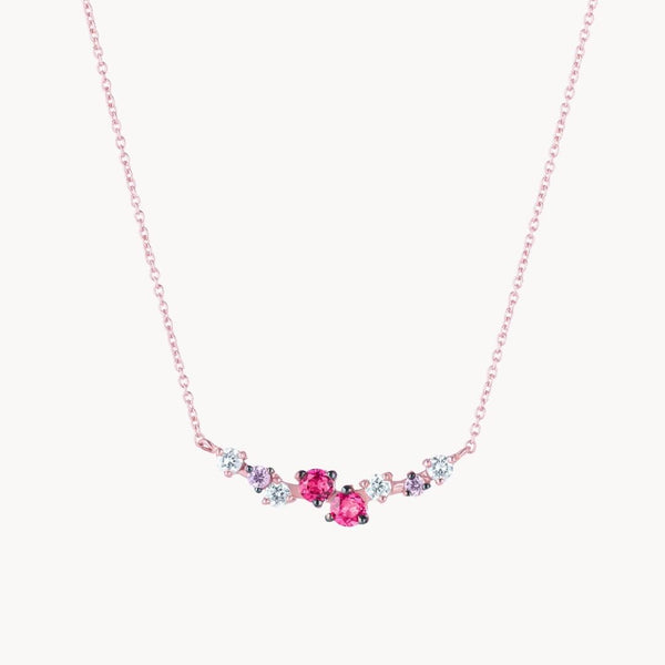 Collar Oro rosa 18 kilates con topacios rosas, amatistas y diamantes Rose