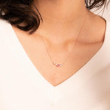 Collar Oro rosa 18 kilates con topacios rosas, amatistas diamantes Rose