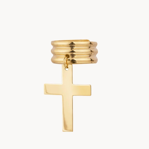 Earcuff Oro 18kt con cruz colgando Gemma