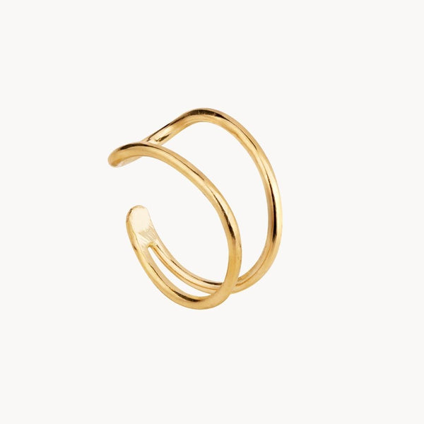 Earcuff Oro 18kt doble hilo curvo Amelie