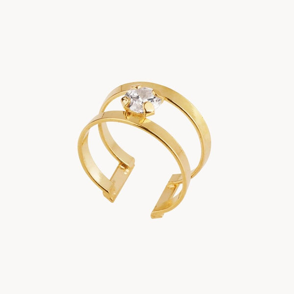 Earcuff Oro 18kt doble hilo y circonita Erica
