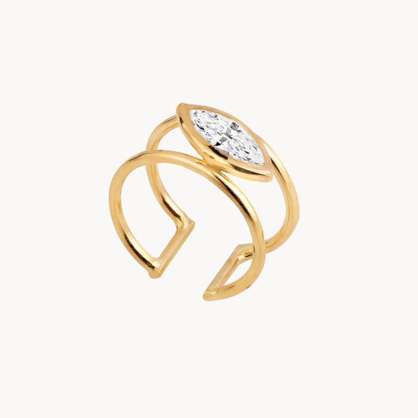 Earcuff Oro 18kt doble hilo y circonita Erica II