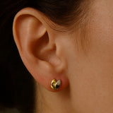 Bicolor Flower Earrings with Zirconia Stones