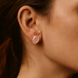 EARRINGS WITH ROSE QUARTZ CLAW SETTING