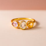 RING WITH GREEN TOPAZ, CITRINE, AND AMETHYST JESS