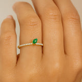 WHITNEY EMERALD AND DIAMOND RING