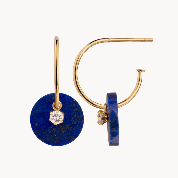 HOOP EARRINGS WITH LAPISLAZULI AND ZIRCONIA RHEIA