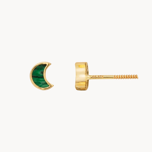 Moon Earrings with Malachite