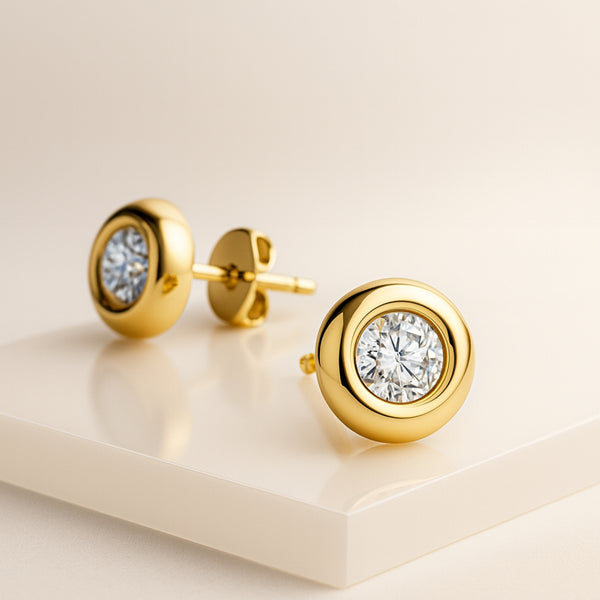PENDIENTES CHATON DIAMANTE CREADO COLECCION ASTRA