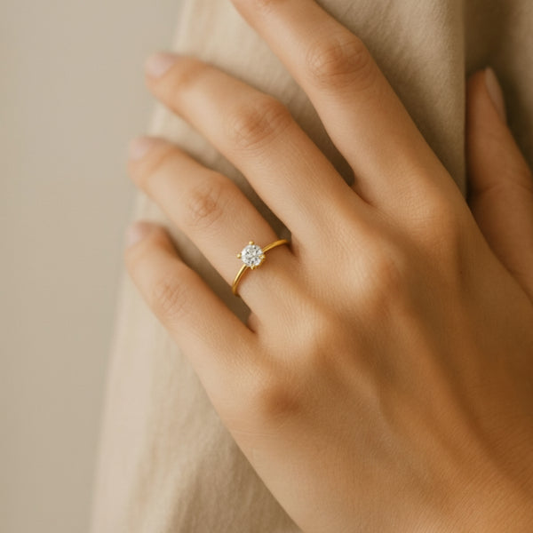 ANILLO SOLITARIO DIAMANTE CREADO 0.50 QUILATES COLECCION ASTRA