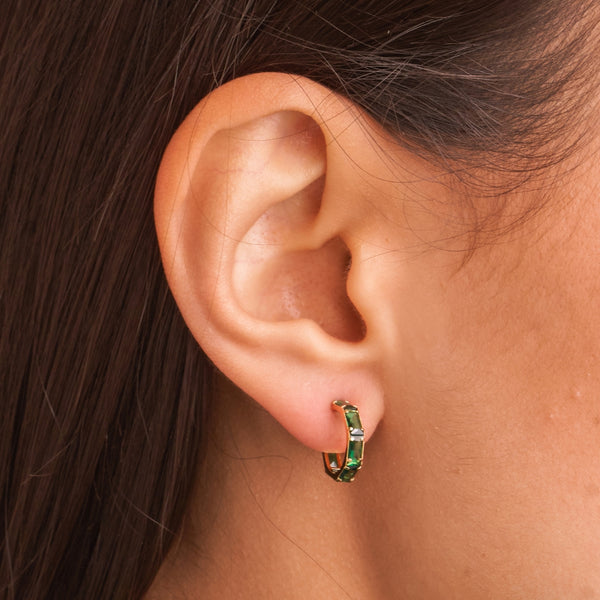 Aros Oro 18kt con circonitas verdes Lucia