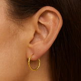 BRAIDED SHAPE HOOP EARRINGS 13MM