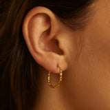 BRAIDED SHAPE HOOP EARRINGS 15MM