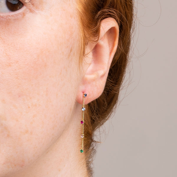 Pendientes Oro 18kt cadena con circonitas color Naiara