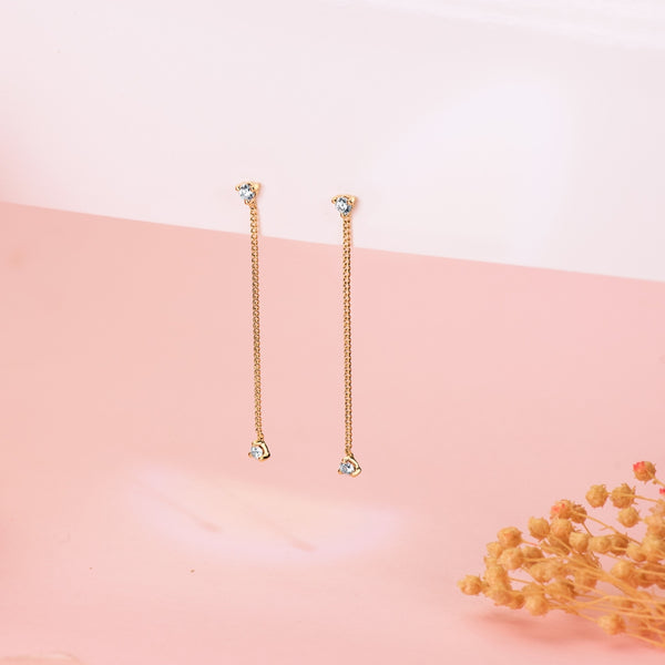 Pendientes Oro 18kt cadena y circonitas Irune