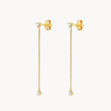 Pendientes Oro 18kt cadena y circonitas Irune