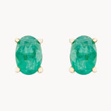 Pendientes Oro 18kt esmeralda oval Ivy