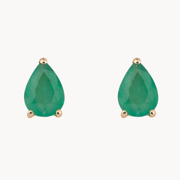 Pendientes Oro 18kt esmeralda perilla Jodie