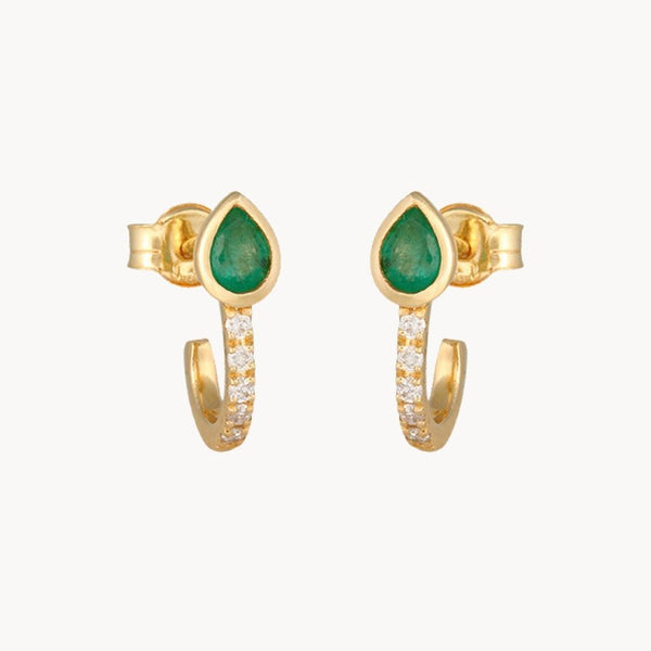Pendientes Oro 18kt esmeralda y diamantes Serena