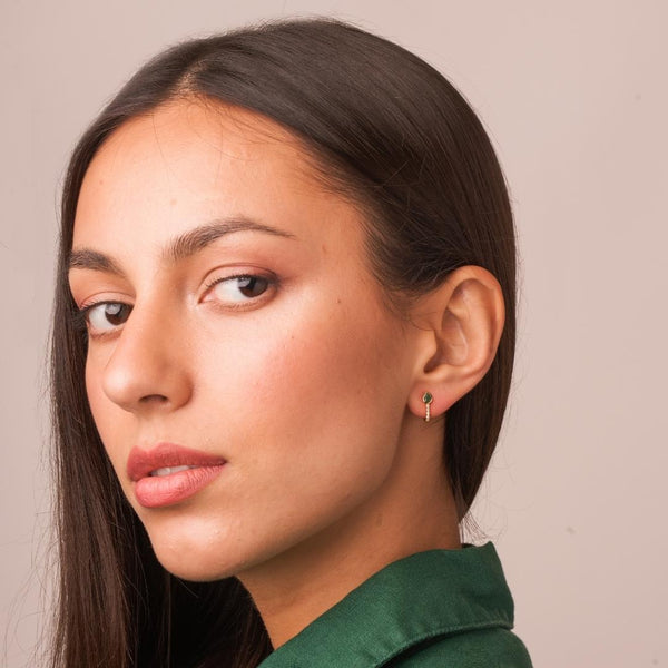 Pendientes de Oro 18kt esmeralda y diamantes Serena
