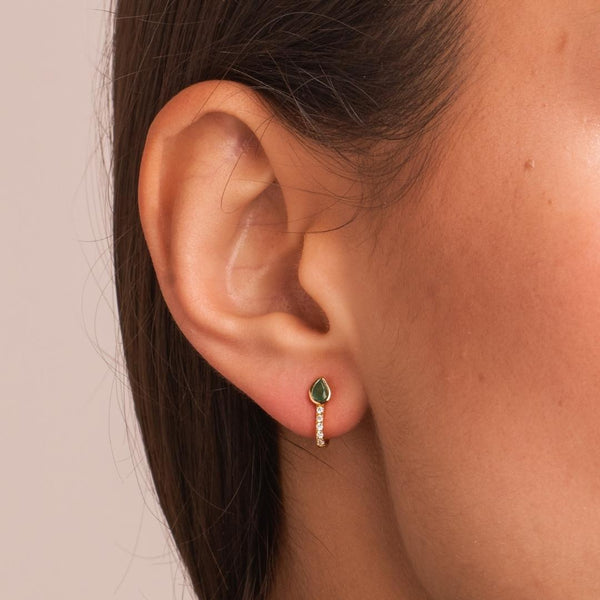 Pendientes Oro 18kt con esmeralda y diamantes Serena