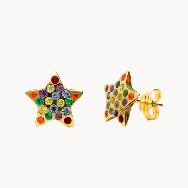 COLOR MINE ZIRCONIA STAR EARRINGS