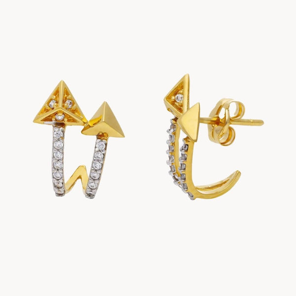 Pendientes Oro 18kt flechas con circonitas Damaris