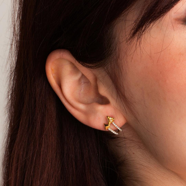Pendientes Oro 18kt flechas circonitas Damaris