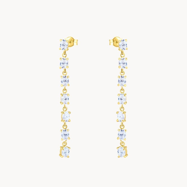 Pendientes Oro 9 kilates largos con circonitas Odila