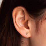 Pendientes Oro 18kt forma luna y diamantes Eve