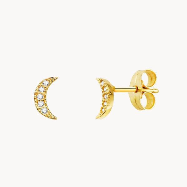 Pendientes Oro 18kt con luna y diamantes Eve