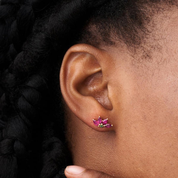 Pendientes Oro 18kt rubies y esmeralda Asteria