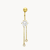 Piercing ombligo Oro 18kt circonita con cadenas Indira